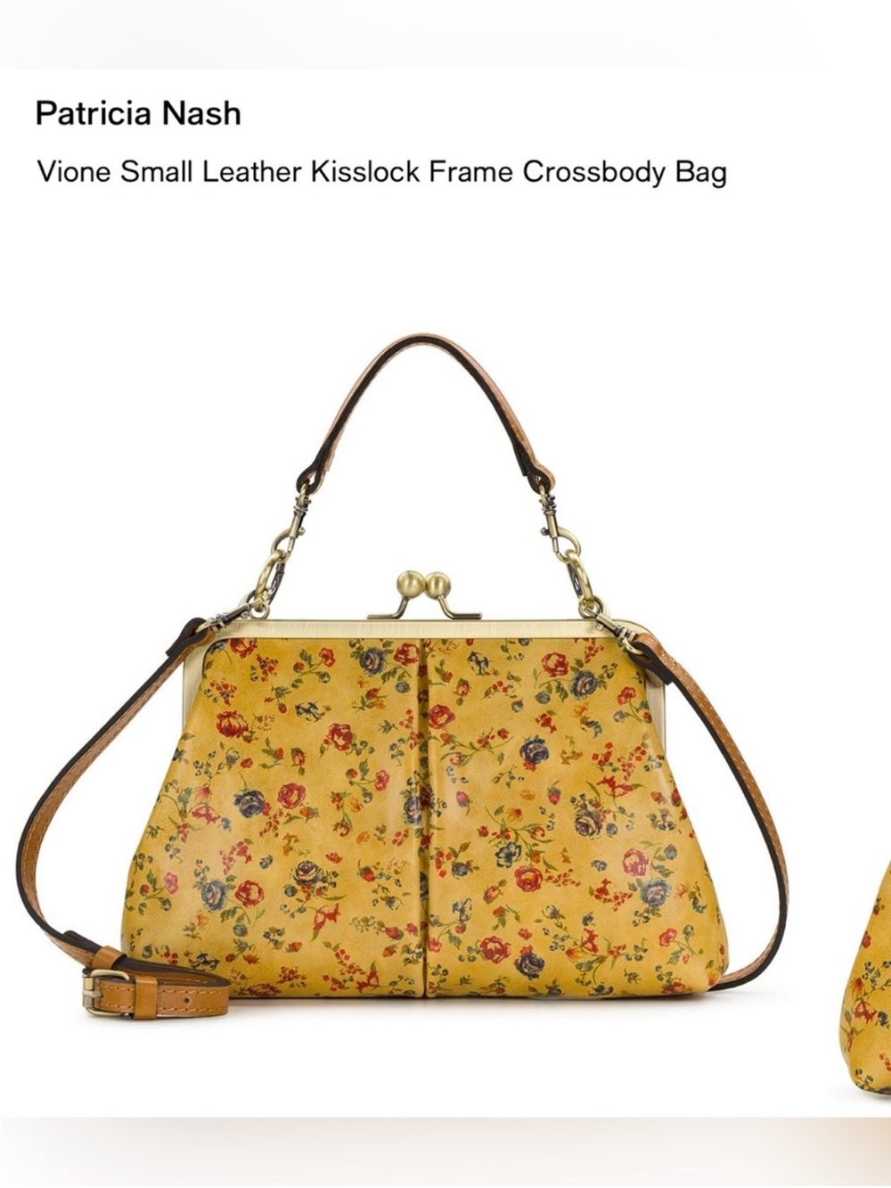 Patricia Nash Yellow Floral Leather Kisslock Crossbody